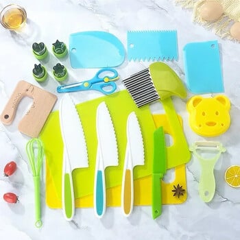 11/13/17PCS Παιδικά σετ μαγειρικής Real Cooking Montessori Kitchen Tools for Toddlers Kids Safe Knives for 2/3/4/5/6/7/8 Years