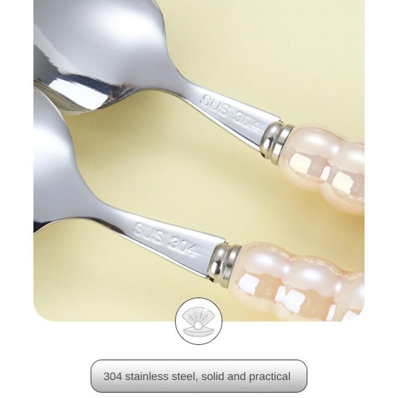 Oțel inoxidabil 304 lingură cu furculiță de lux ușor din ceramică creativă cu mâner perlat Tacâmuri de uz casnic Restaurante Cubiertos multifuncțional
