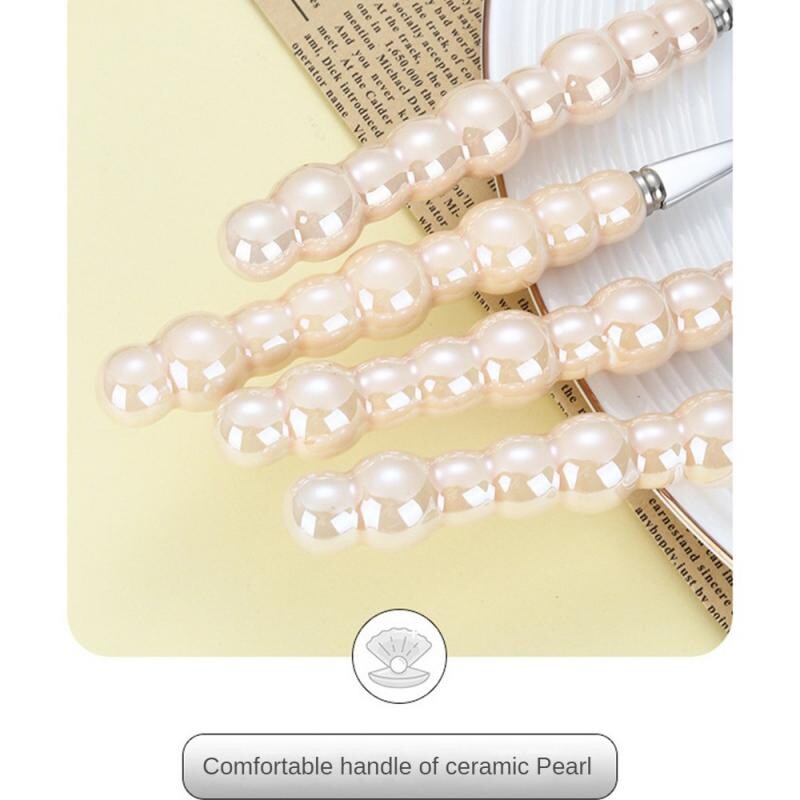 Oțel inoxidabil 304 lingură cu furculiță de lux ușor din ceramică creativă cu mâner perlat Tacâmuri de uz casnic Restaurante Cubiertos multifuncțional