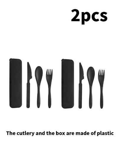 1/2/4 vnt Plastikinių stalo įrankių stalo įrankių rinkinys restoranui namų virtuvei kelionėms darbui iškylai stovyklavimui daugkartinio naudojimo
