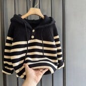 πρινγκ και Φθινοπωρινό Παιδικό Πλεκτό Πουλόβερ με Κουκούλα Χειμερινό Παιδικό Παχύ Πουλόβερ Πουλόβερ Πουλόβερ