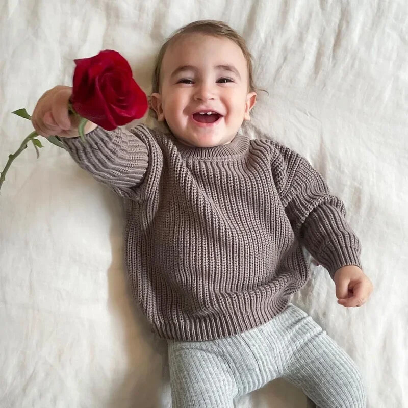 Χειμερινά ενδύματα 0-7 T Toddler Kid Baby Boy Girl Χειμερινά ρούχα Νεογέννητο μωρό πουλόβερ Βρεφικό πλεκτό πουλόβερ Top casual Basic Top πλεκτά ρούχα