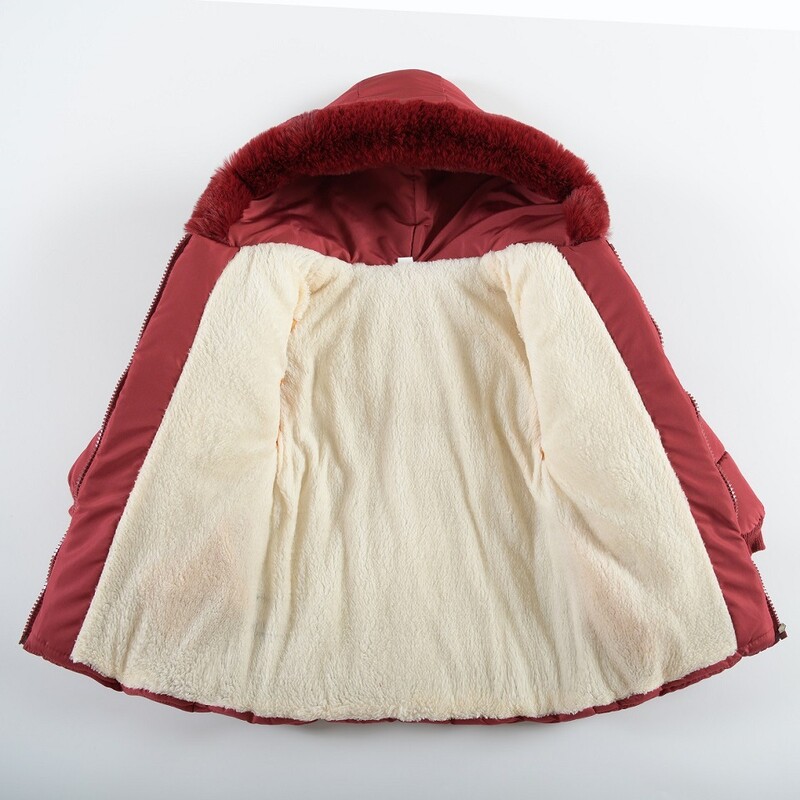 Jachetă de pluș pentru fetițe, iarnă, culoare uni, decorațiuni cu fundă, căptușeală din lână de miel, haine pentru copii de 1-4 ani, guler de blană, costum de zăpadă gros cu glugă