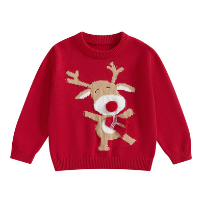 MISOWMNJOY Χριστουγεννιάτικα πλεκτά μωρά κοριτσάκια αγόρια πουλόβερ Χαριτωμένα παιδιά με τάρανδο Χειμερινά ζεστά ρούχα πουλόβερ πουλόβερ Βρεφικά μπλουζάκια