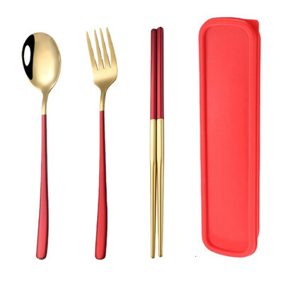 Kombinacija prijenosnog posuđa od 3 komada za desert vilica žlica štapići