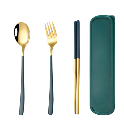 Kombinacija prijenosnog posuđa od 3 komada za desert vilica žlica štapići