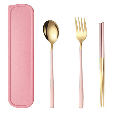 Kombinacija prijenosnog posuđa od 3 komada za desert vilica žlica štapići