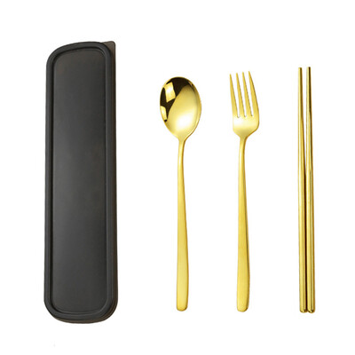 Kombinacija prijenosnog posuđa od 3 komada za desert vilica žlica štapići