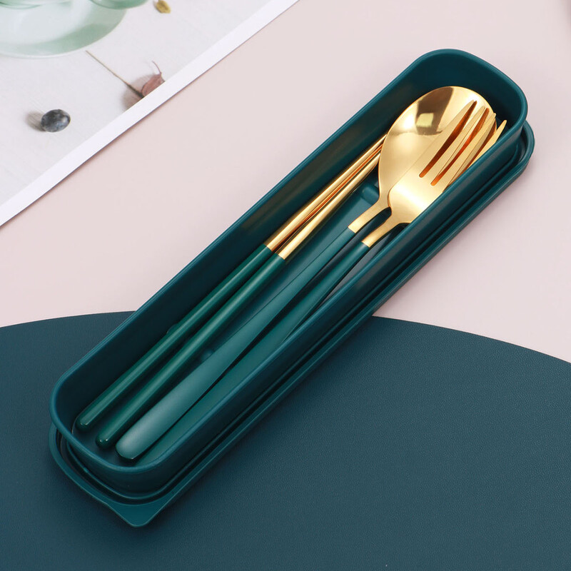 Kombinacija prijenosnog posuđa od 3 komada za desert vilica žlica štapići