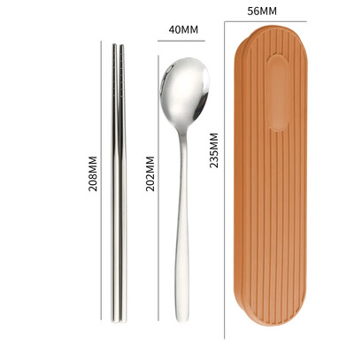 Κουτάλι Πιρούνι Σετ chopsticks 3 ΤΕΜ/Σετ Μαχαιροπήρουνα Δείπνου 304 Επιτραπέζια σκεύη από ανοξείδωτο ατσάλι με θήκη για κουτί Φορητά αξεσουάρ κουζίνας