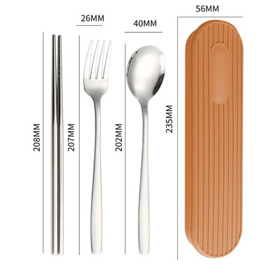 Κουτάλι Πιρούνι Σετ chopsticks 3 ΤΕΜ/Σετ Μαχαιροπήρουνα Δείπνου 304 Επιτραπέζια σκεύη από ανοξείδωτο ατσάλι με θήκη για κουτί Φορητά αξεσουάρ κουζίνας