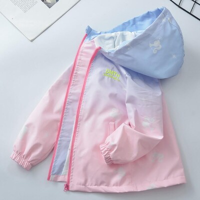 Mergaičių nuimamas apatinis paltas paaugliams su gradientu rudeninė žiemos vėjui atspari vaikų striukė lauke su gobtuvu