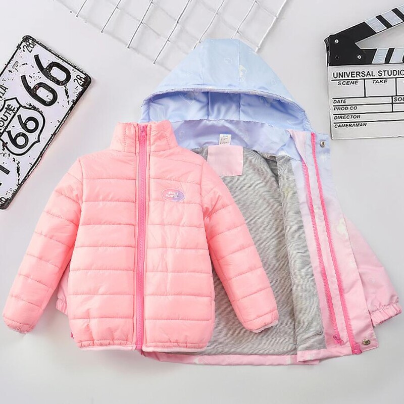 Mergaičių nuimamas apatinis paltas paaugliams su gradientu rudeninė žiemos vėjui atspari vaikų striukė lauke su gobtuvu