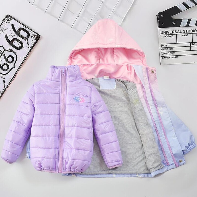 Mergaičių nuimamas apatinis paltas paaugliams su gradientu rudeninė žiemos vėjui atspari vaikų striukė lauke su gobtuvu