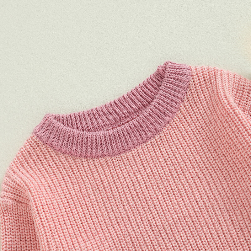 MISOWMNJOY Vaikiškas megztinis megztinis mergaitei berniukui žieminiai ilgomis rankovėmis kontrastingos spalvos megztiniai megztiniai kūdikiams mezginiai