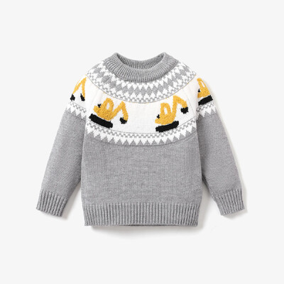 PatPat Toddler Boy žaismingas transporto priemonės ekskavatoriaus raštas Colorblock megztinis, puikiai tinkantis išvykoms ir kasdieniam dėvėjimui.