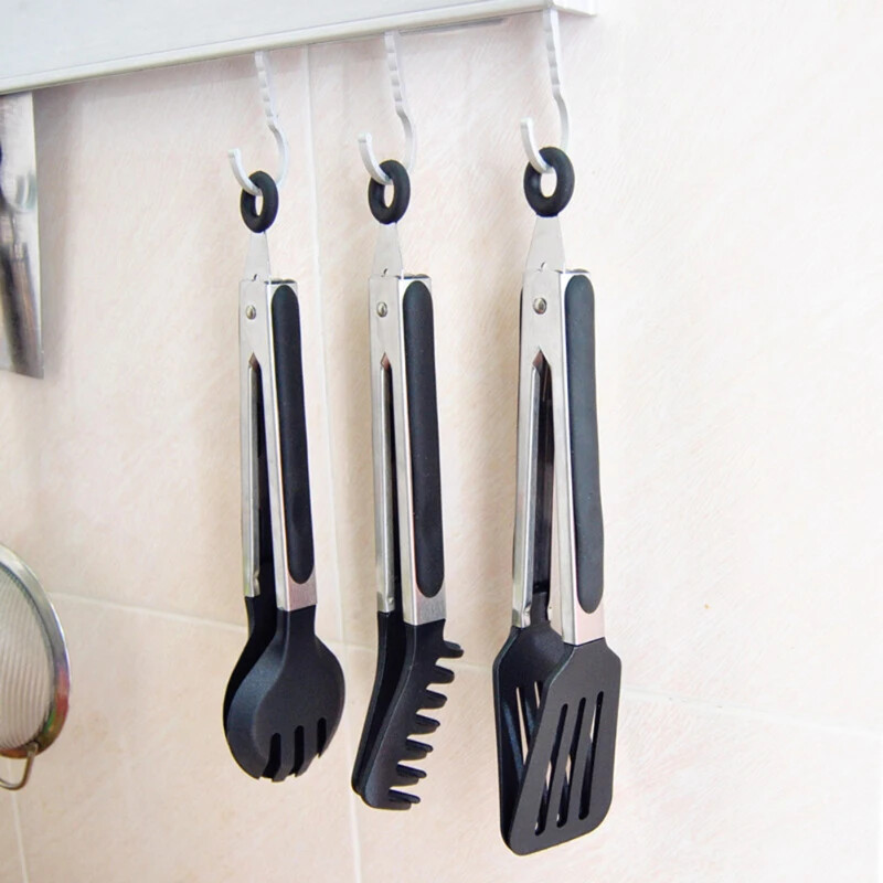 Maisto patiekimo žnyplės spagečių žnyplės neslystančios silikoninės makaronų žnyplės Dantų užraktas, atsparus aukštai temperatūrai, virtuvės makaronų spaustukai