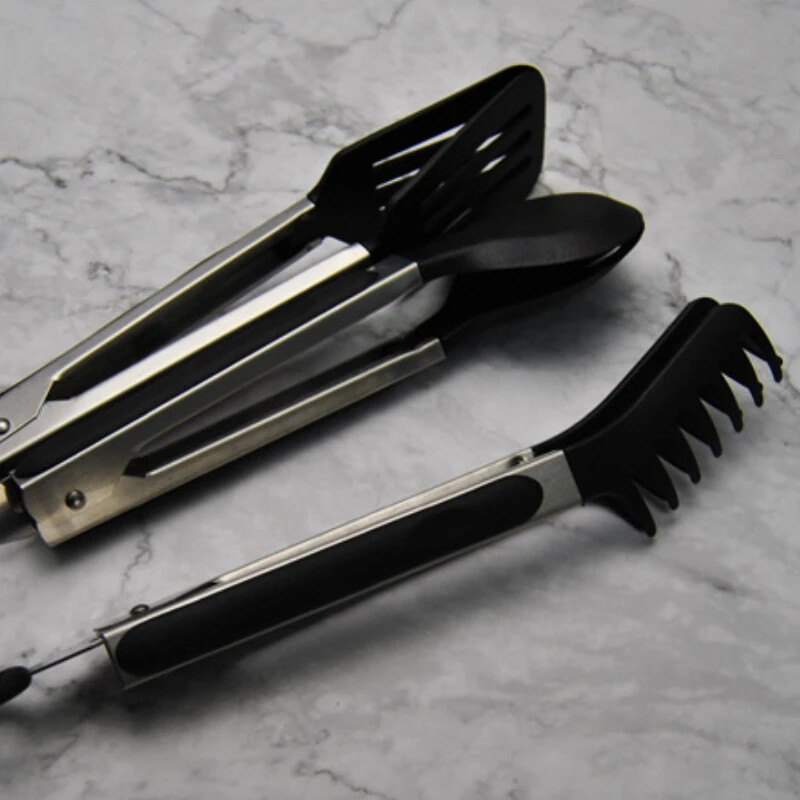 Maisto patiekimo žnyplės spagečių žnyplės neslystančios silikoninės makaronų žnyplės Dantų užraktas, atsparus aukštai temperatūrai, virtuvės makaronų spaustukai