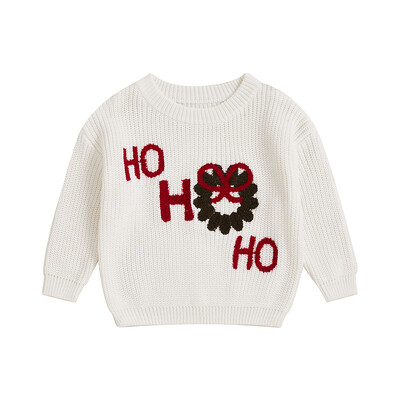 2024-06-15 Lioraitiin Kūdikių kalėdiniai megztiniai ilgomis rankovėmis apvaliu kaklu Kalėdų senelio/vainiko rašto megztiniai megztiniai bamblys megztiniai.