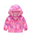 Mergaičių laisvalaikio mielas vienaragio rašto striukė su užtrauktuku su gobtuvu, kardigano apykaklės termo striukė žiemai