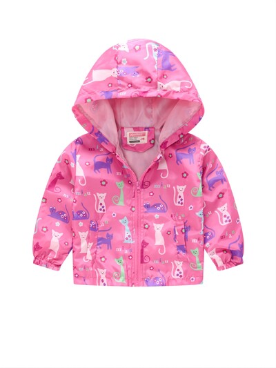 Mergaičių laisvalaikio mielas vienaragio rašto striukė su užtrauktuku su gobtuvu, kardigano apykaklės termo striukė žiemai