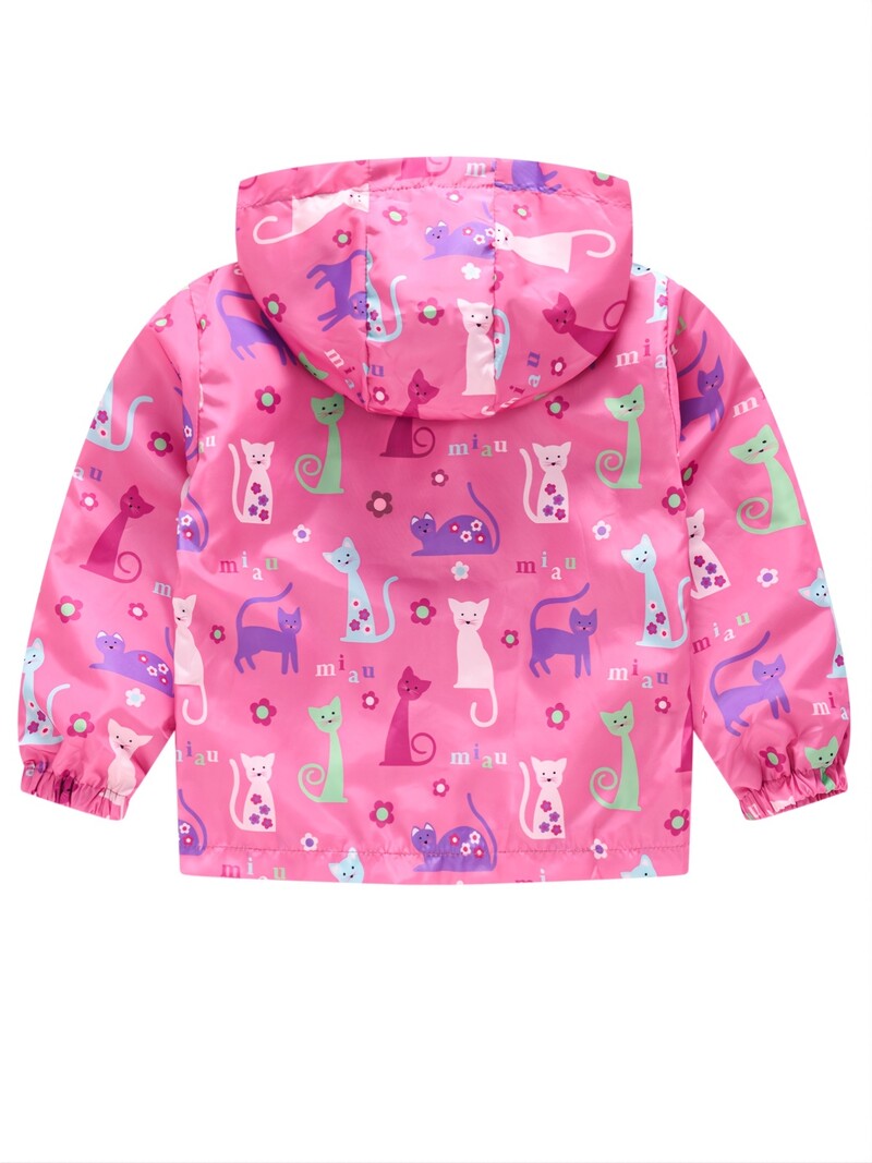 Mergaičių laisvalaikio mielas vienaragio rašto striukė su užtrauktuku su gobtuvu, kardigano apykaklės termo striukė žiemai