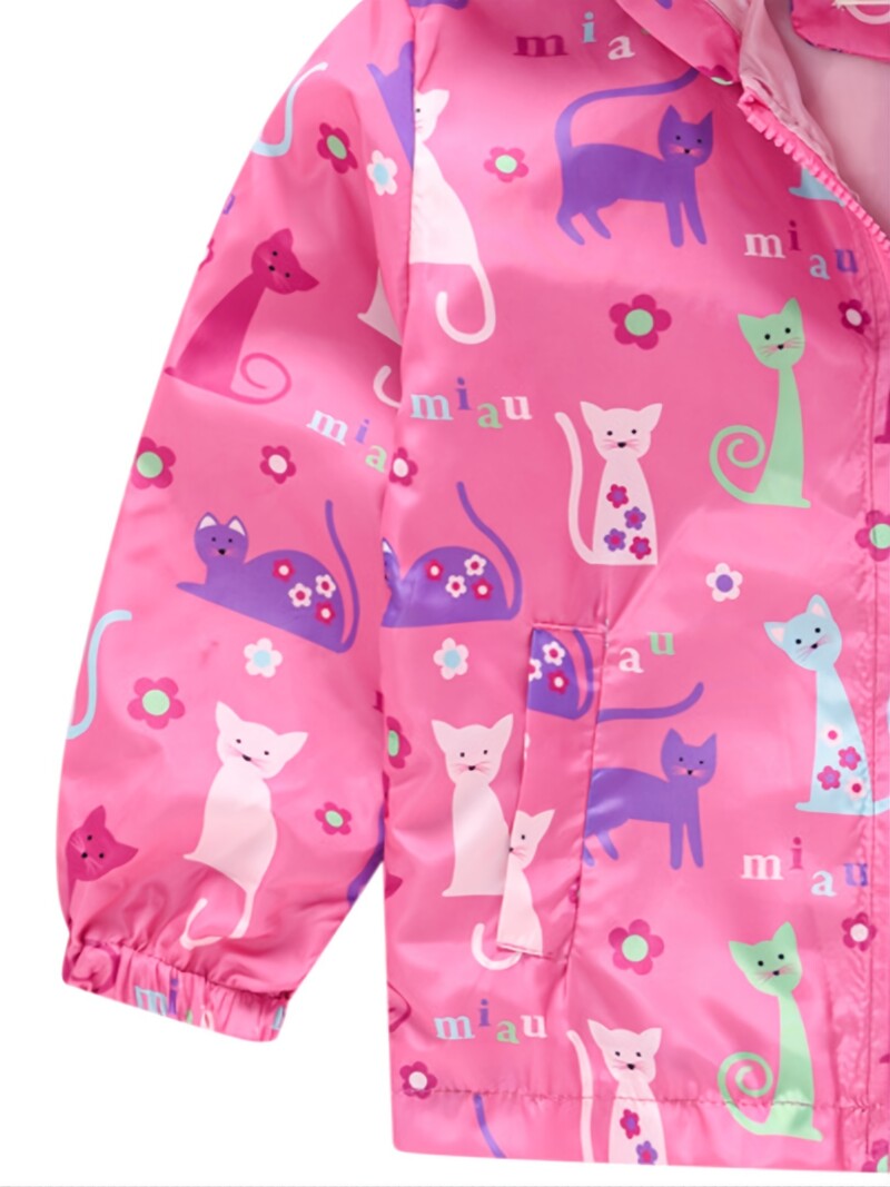 Mergaičių laisvalaikio mielas vienaragio rašto striukė su užtrauktuku su gobtuvu, kardigano apykaklės termo striukė žiemai