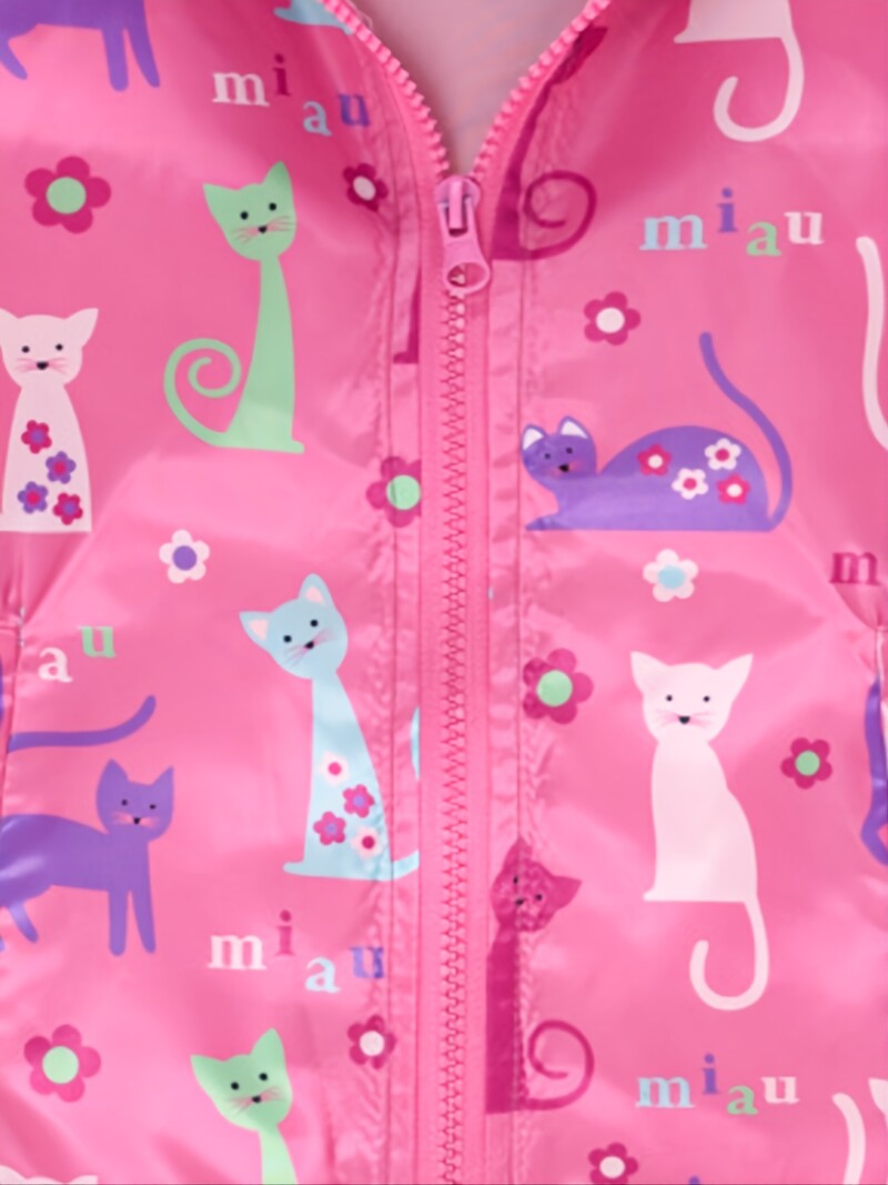 Mergaičių laisvalaikio mielas vienaragio rašto striukė su užtrauktuku su gobtuvu, kardigano apykaklės termo striukė žiemai