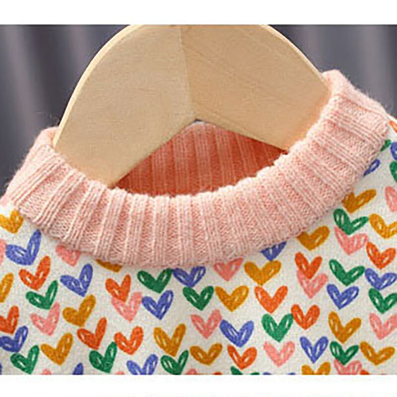MILANCEL Παιδικό φθινοπωρινό πουλόβερ για κορίτσια Γλυκό φλις με επένδυση αγάπης πλεκτά Παιδικά 1-7T Χαριτωμένο πλεκτό πουλόβερ μόδας