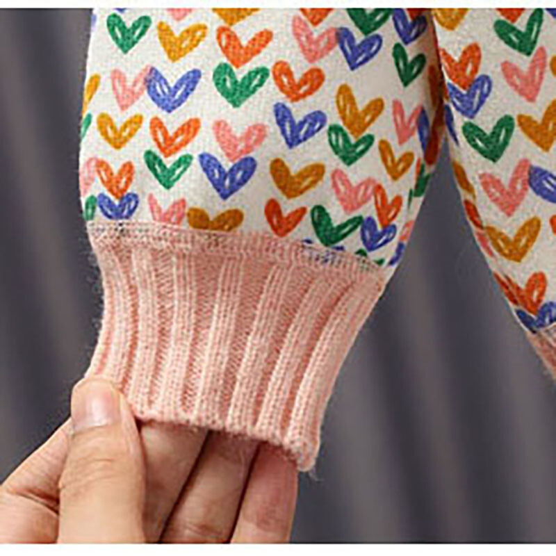 MILANCEL Παιδικό φθινοπωρινό πουλόβερ για κορίτσια Γλυκό φλις με επένδυση αγάπης πλεκτά Παιδικά 1-7T Χαριτωμένο πλεκτό πουλόβερ μόδας