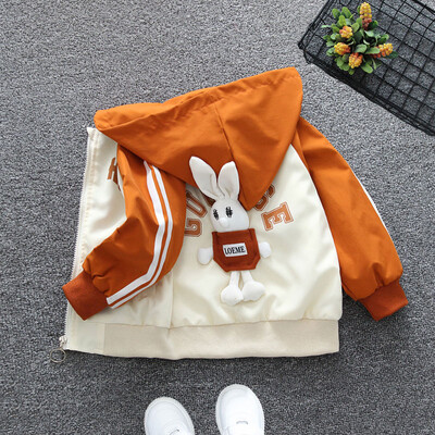 2024. gada pavasaris un rudens meiteņu un bērnu saldais trusītis ar kabatu ar kapuci, mētelis ar rāvējslēdzēju, bērnu apģērbs 6M-6Y