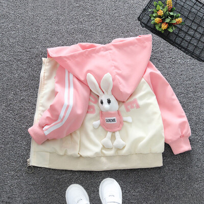 2024. gada pavasaris un rudens meiteņu un bērnu saldais trusītis ar kabatu ar kapuci, mētelis ar rāvējslēdzēju, bērnu apģērbs 6M-6Y
