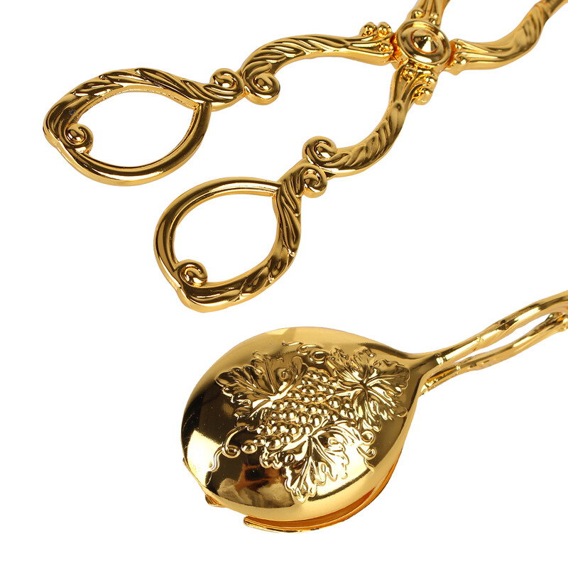 Vintage stil, kopča za voćnu salatu, hvataljka za tortu, hvataljka za hranu, pozlaćena kopča za grickalice, stezaljka za kolače, salatu, alat za pečenje