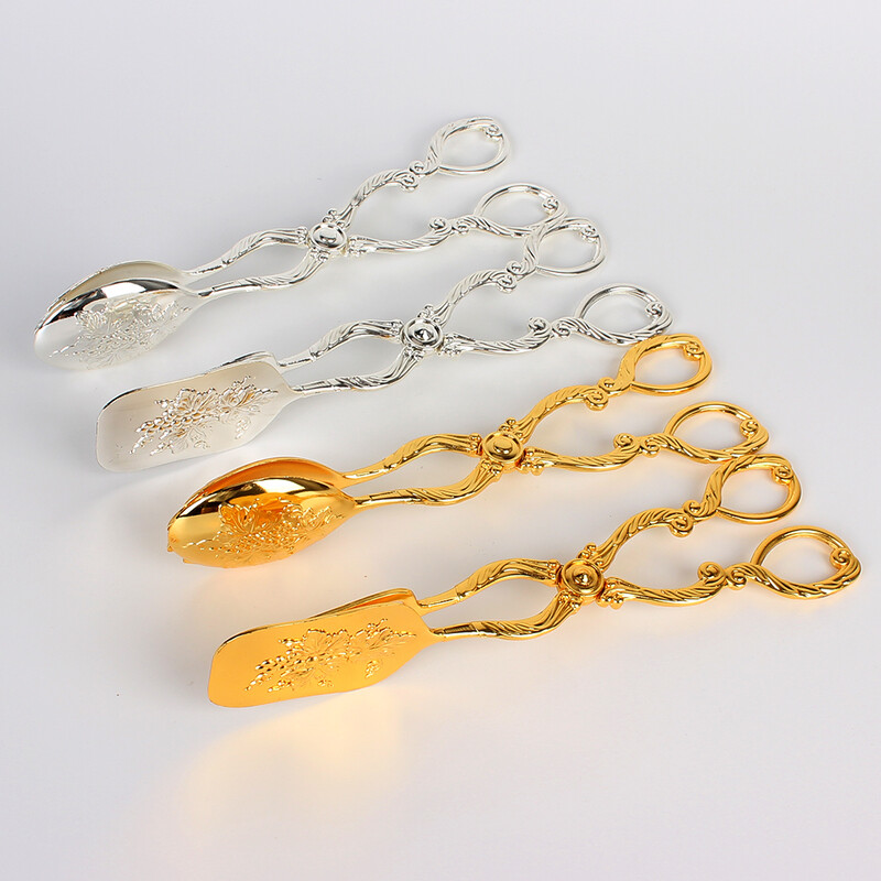 Vintage stil, kopča za voćnu salatu, hvataljka za tortu, hvataljka za hranu, pozlaćena kopča za grickalice, stezaljka za kolače, salatu, alat za pečenje