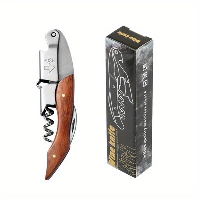 Vīna korķviļķis daudzfunkcionāls koka rokturis nerūsējošā tērauda sarkanvīna pudeļu attaisāmais Virtuves piederumi Korķa noņemšanas līdzeklis Alus attaisāmais