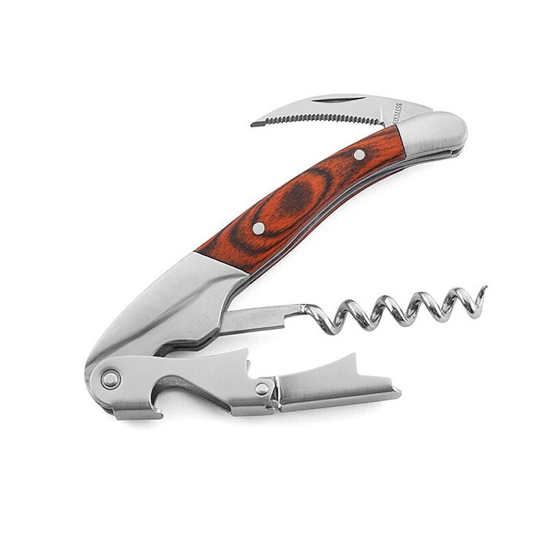 Vīna korķviļķis daudzfunkcionāls koka rokturis nerūsējošā tērauda sarkanvīna pudeļu attaisāmais Virtuves piederumi Korķa noņemšanas līdzeklis Alus attaisāmais