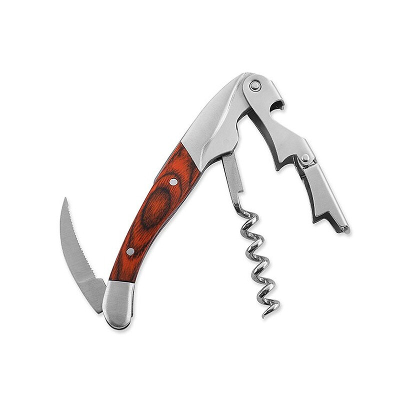 Vīna korķviļķis daudzfunkcionāls koka rokturis nerūsējošā tērauda sarkanvīna pudeļu attaisāmais Virtuves piederumi Korķa noņemšanas līdzeklis Alus attaisāmais