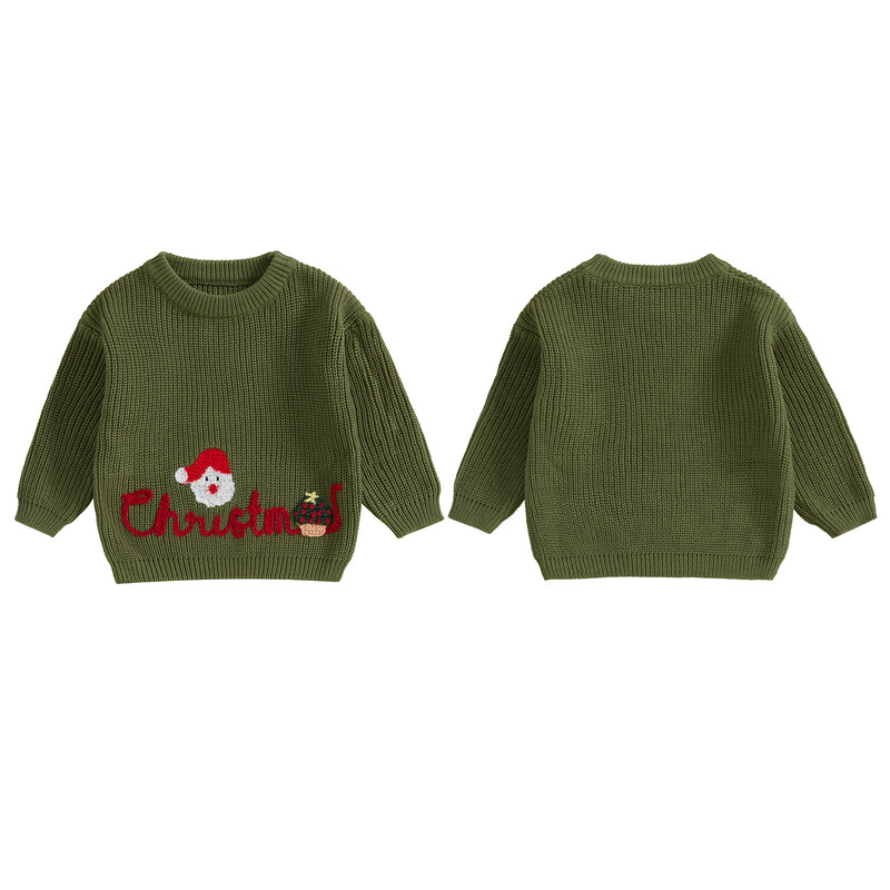 2025 Anul Nou Copii mici Fete Băieți Pulover Haine de Crăciun Scrisoare Moș Crăciun Broderie Decolteu cu mânecă lungă Copii Pulovere Topuri
