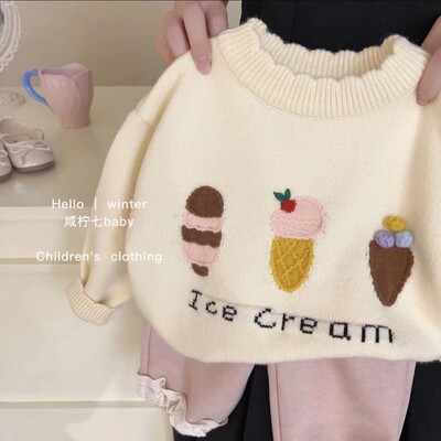 Gyermekruházat 2024 Új pulóver őszi és téli divat Kötött gyerek pulóver Kislány Vastag Top Trend