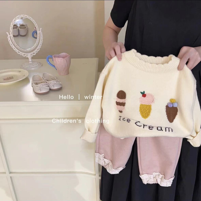 Gyermekruházat 2024 Új pulóver őszi és téli divat Kötött gyerek pulóver Kislány Vastag Top Trend