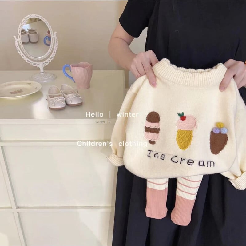 Gyermekruházat 2024 Új pulóver őszi és téli divat Kötött gyerek pulóver Kislány Vastag Top Trend