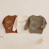 FOCUSNORM 0-3Y Lovely Baby Boys Girls πουλόβερ Πανωφόρι 3 χρώματα Κέντημα δεινοσαύρων Ζεστό πλεκτό Πλεκτό πουλόβερ μακρυμάνικο