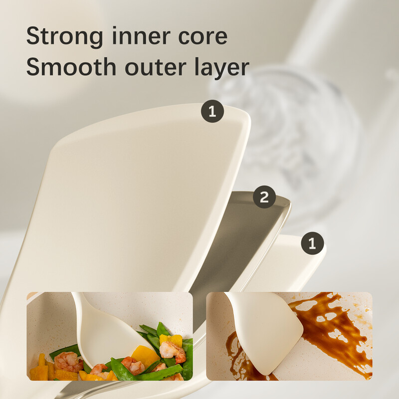 WMMO koka rokturi, silikona lāpstas karote, kas nesabojā podu, izturīga pret augstu temperatūru, viegli tīrāmi pārtikas kvalitātes virtuves piederumi