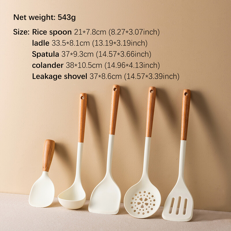 WMMO koka rokturi, silikona lāpstas karote, kas nesabojā podu, izturīga pret augstu temperatūru, viegli tīrāmi pārtikas kvalitātes virtuves piederumi