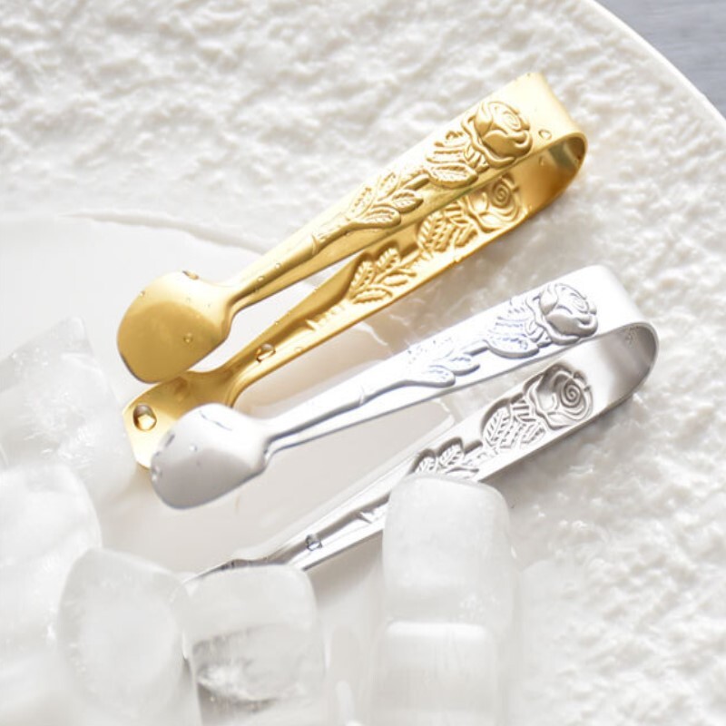 Ice Clips Sugar Tongs Κλιπ φαγητού Vintage Rose Relief από ανοξείδωτο ατσάλι Κουζίνα σερβιρίσματος Επιτραπέζια σκεύη Αξεσουάρ Εργαλεία κουζίνας