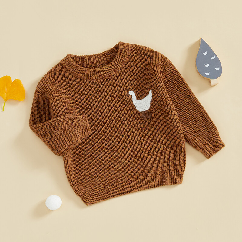 Zēns, meitene, trikotāžas džemperis, zoss, izšūšana ar apkakli un garām piedurknēm, džemperi rudens ziemai