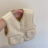 Nauji žieminiai kūdikių vaikiški ėriuko vilnos liemenės be rankovių paltai tankūs šilti unisex kūdikių vaikiški liemenės