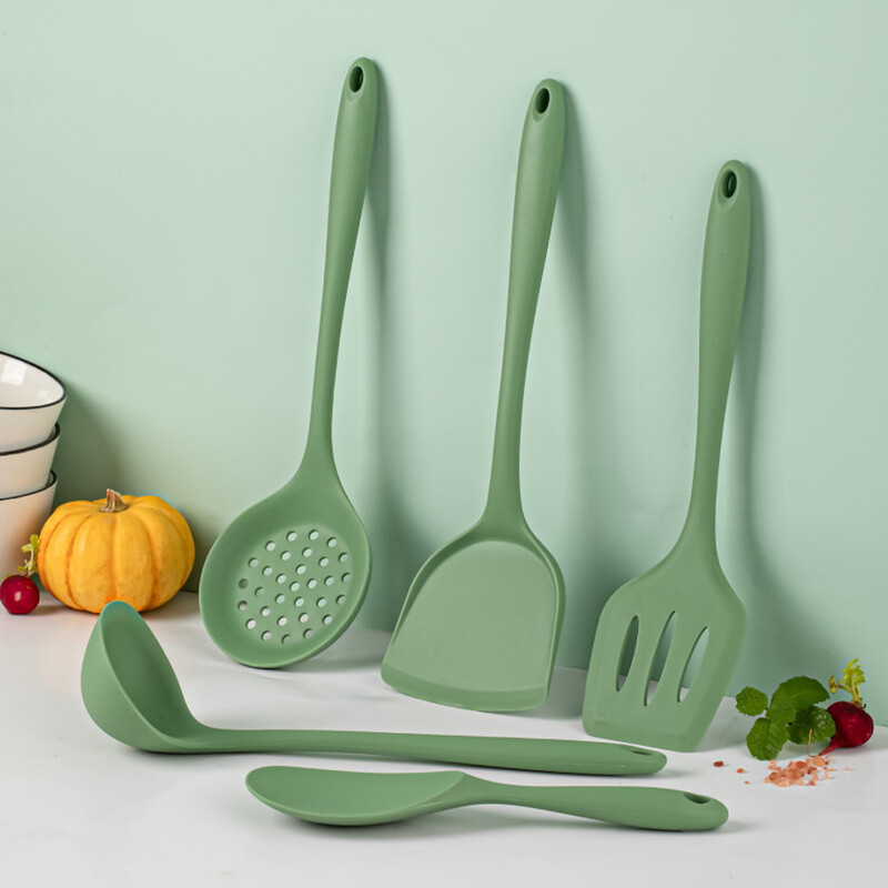 5db szilikon edények tapadásmentes főzőedények wok spatula kanál szűrőszűrő Rizslapát konyhai edények konyhai főzőeszköz készlet