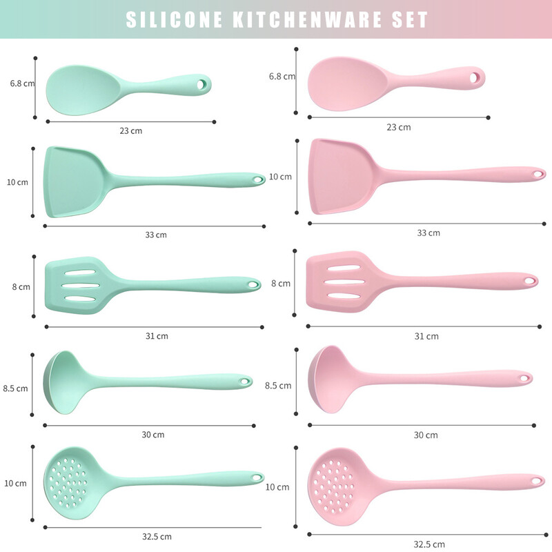 5db szilikon edények tapadásmentes főzőedények wok spatula kanál szűrőszűrő Rizslapát konyhai edények konyhai főzőeszköz készlet