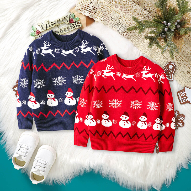 Χριστουγεννιάτικα Πουλόβερ Παιδικά Φθινόπωρο Χειμώνας Ζεστό Πουλόβερ Μωρό Κινούμενα σχέδια Πλεκτά Πουλόβερ Παιδικά Ρούχα 2-6 ετών Αγόρι Κορίτσι Χριστουγεννιάτικο πουλόβερ